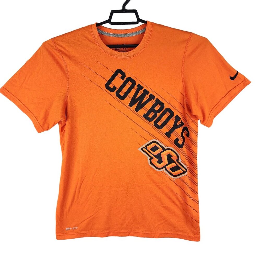 Men's Orange Nike Dri-Fit OSU Cowboys Shirt Short Sleeve Crew Neck Size S